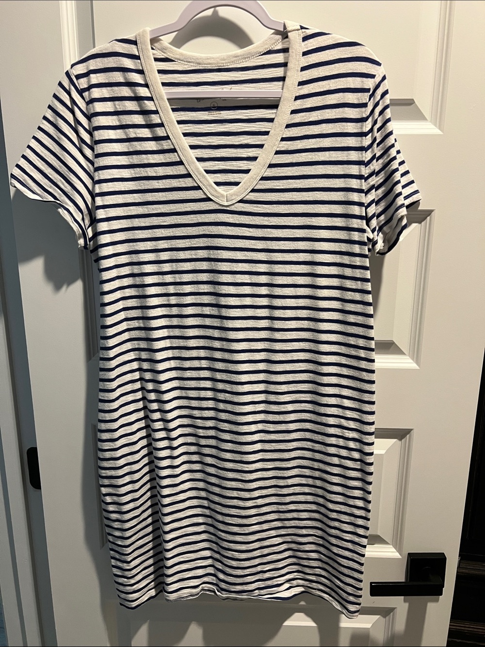 Beach Dress - Universal Thread V-Neck Cotton White and Navy Striped